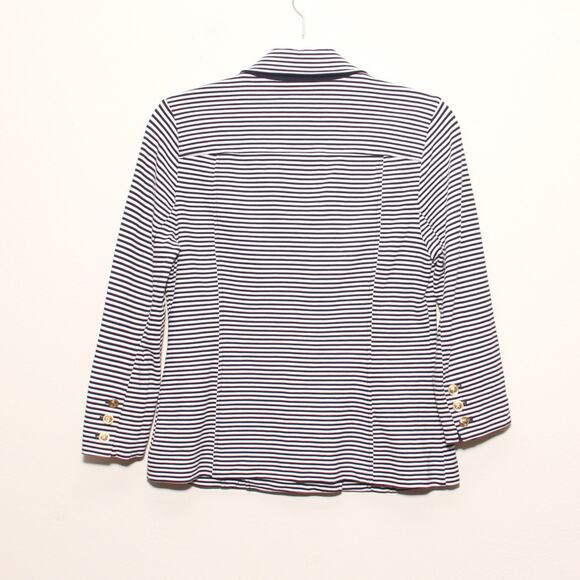 CABi Style# 823 Striped Knit Blazer Jacket Size Small Nautical Double Breasted - Picture 2 of 9